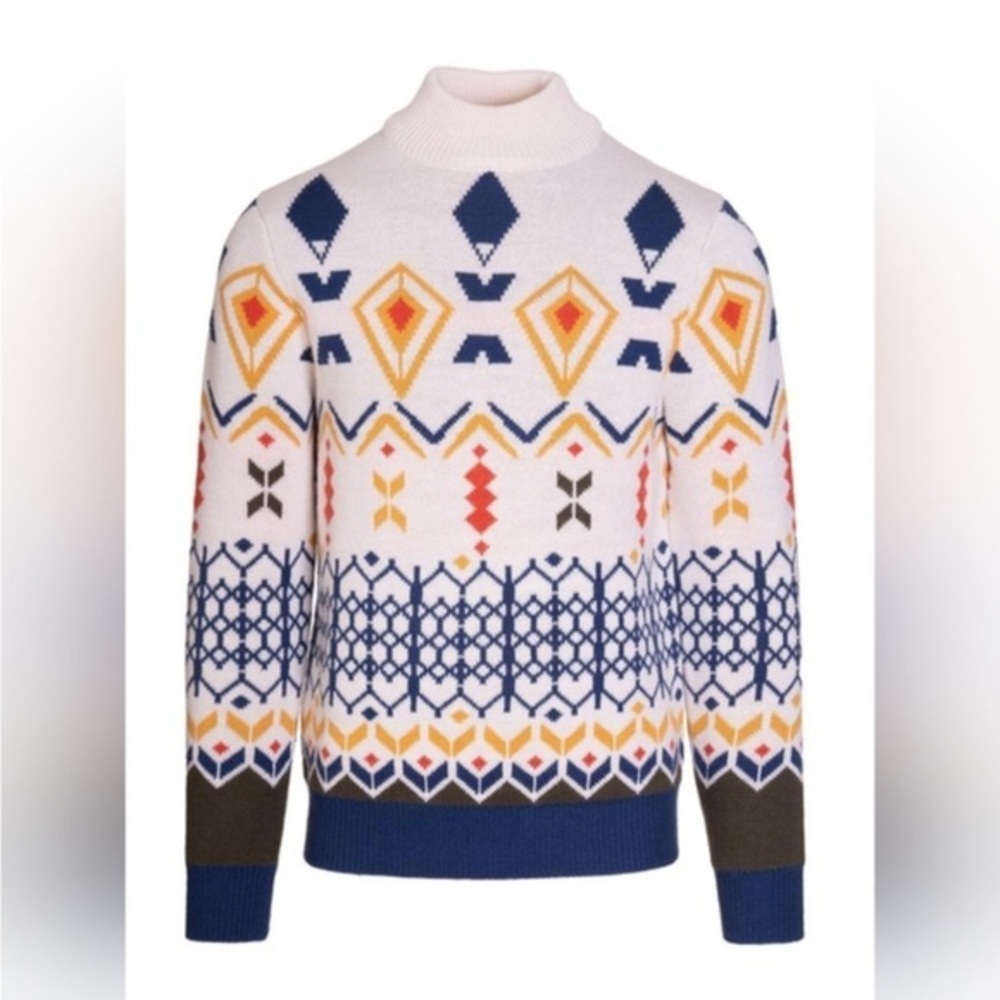 Vintage Paisley & Gray Multicolor Geometric ski Sweater Pullover Heavy Knit